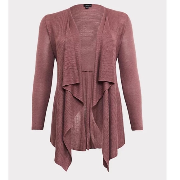 Torrid | Walnut Longsleeve Drape Cardigan - Picture 2 of 9